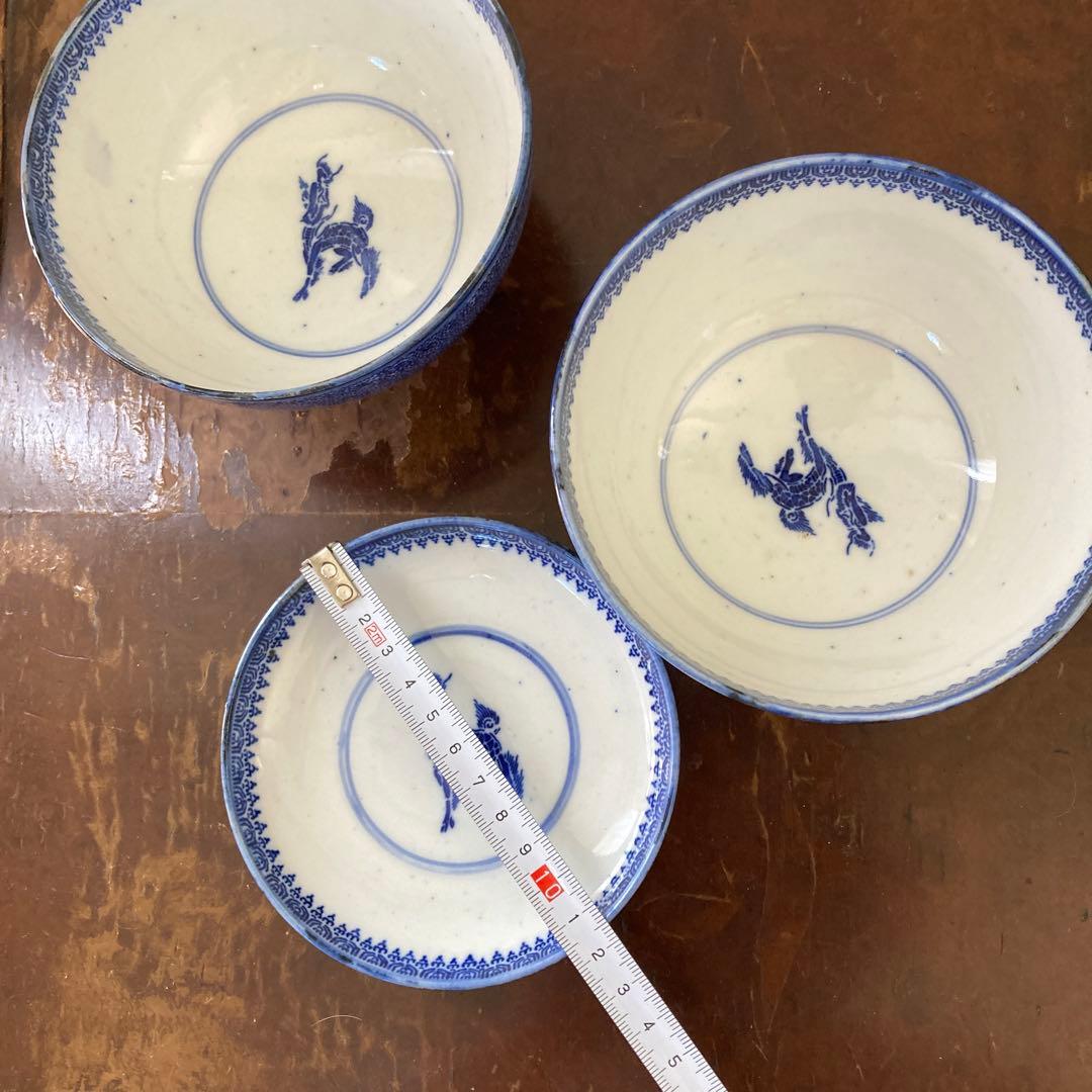 微塵唐草　二器セット　骨董　明治時代