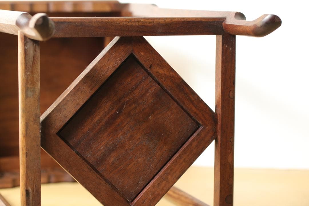 古道具 かりん 無垢材 花台 透かし彫り 高卓 飾台 時代物 盆栽台 唐木 骨董