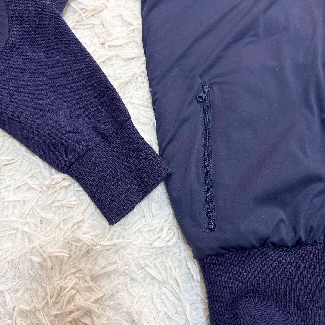 ビームスゴルフ　ニットジップ　ジャケット　シルク混　切替　中綿　ロゴ刺繍