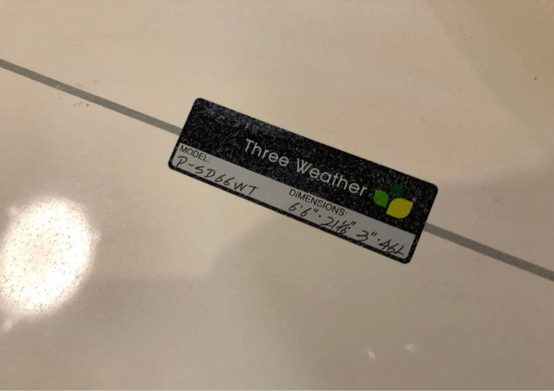 Three Weather サーフボード　6.6 ミッドレングス　初心者　セット