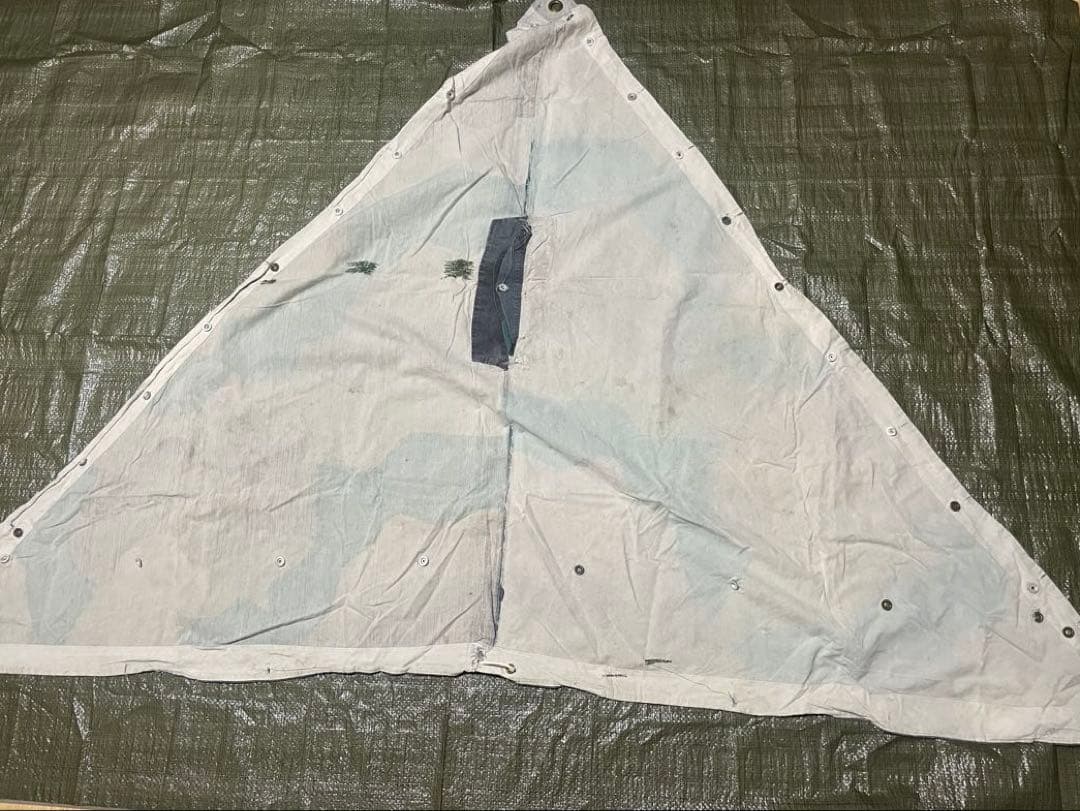 本日限定スウェーデン軍　軍幕　パズルカモ迷彩 コットン 三角テント　4枚セット