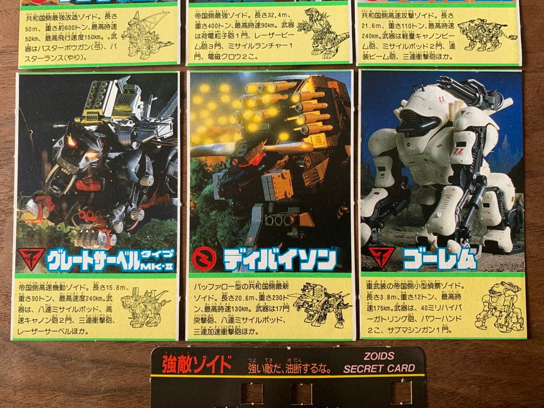 メカ生体 ゾイド　1980年代　小学館　付録　決戦暗号カード　7枚セット