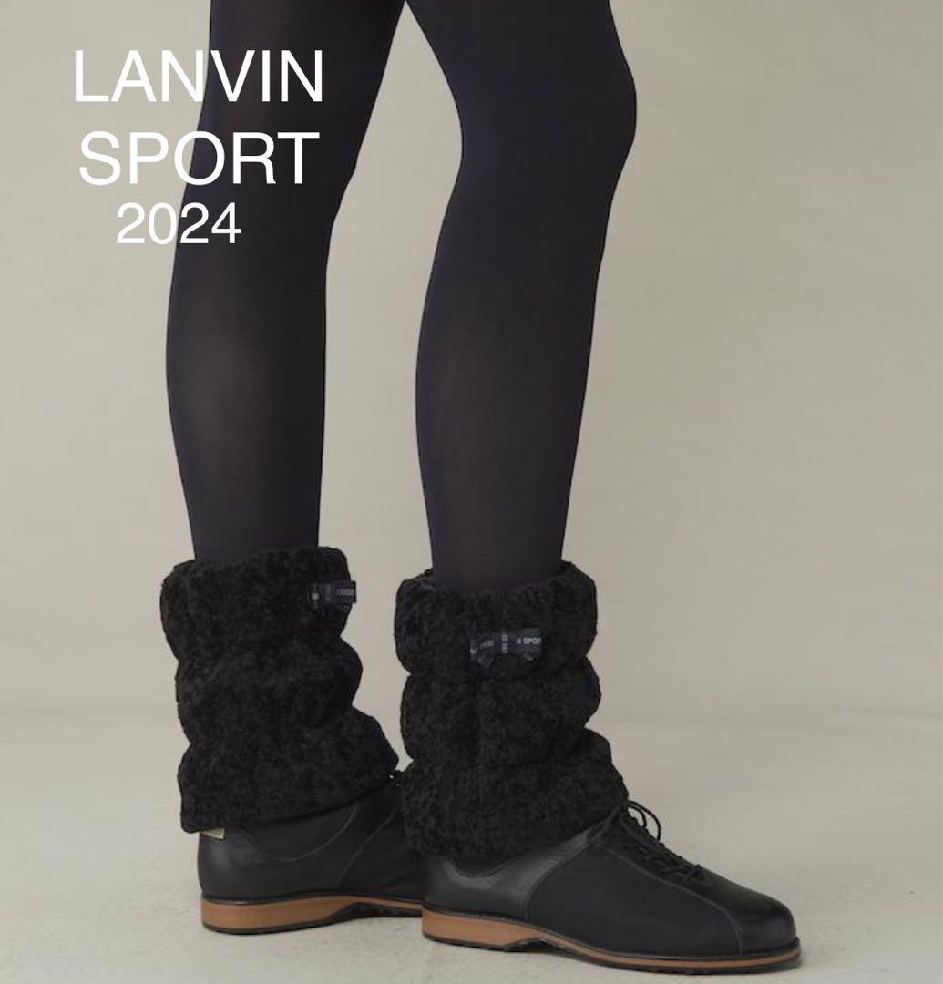 極美品 LANVIN SPORT 現行 リバーシブルレッグウォーマー BLACK