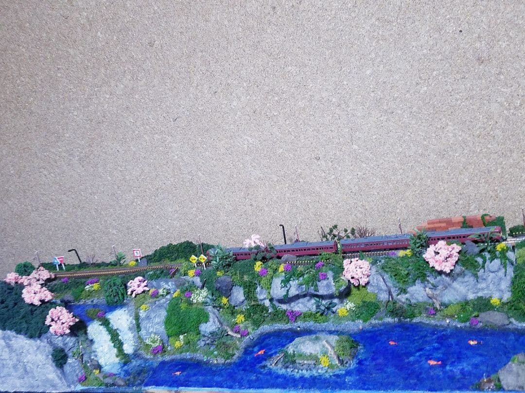 鉄道模型風景 鉄道と桜の風景、愛媛県、引き取り限定