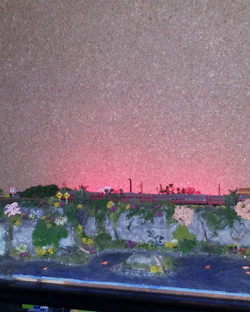 鉄道模型風景 鉄道と桜の風景、愛媛県、引き取り限定