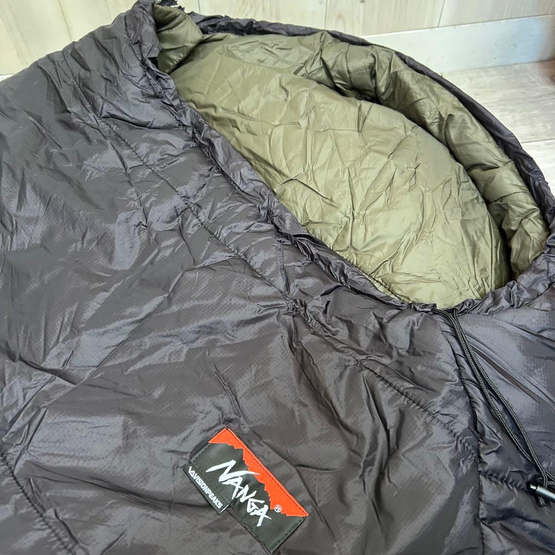 【寝袋】ナンガ VISIONPEAKS シュラフ ブラック カーキ　マミー型