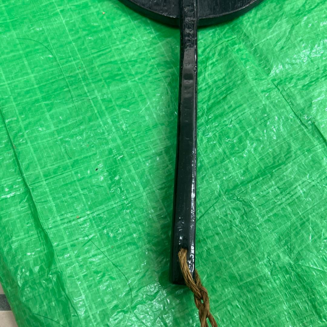 軍配 螺鈿細工 風景図 木製 全長約51cm 時代物 武具 レトロ