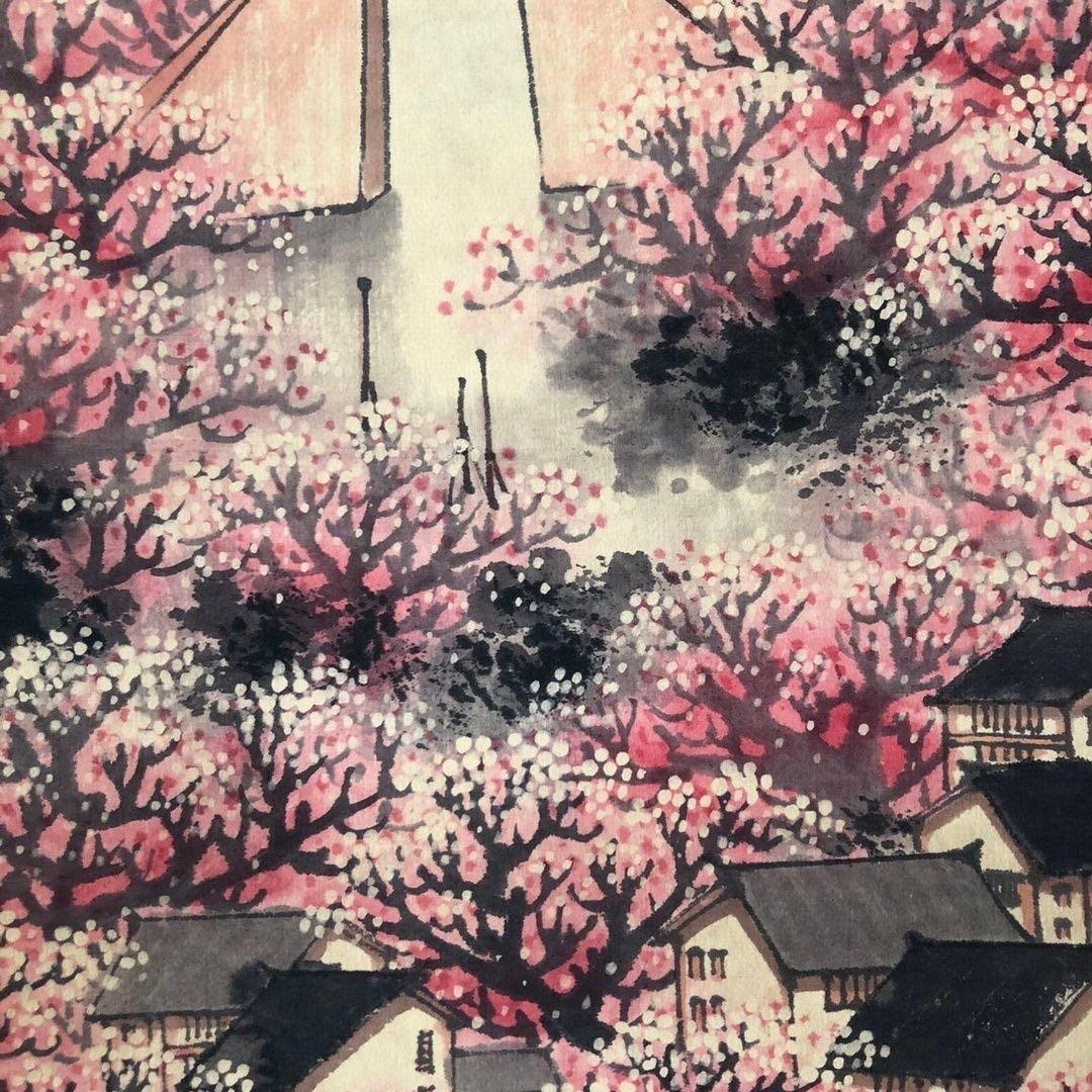 中国水墨画 掛け軸 宋文治 江南春色 中堂掛け軸 装裱済み／鑑賞用／山水画