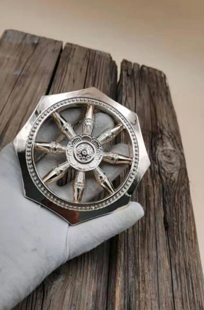 【修縁堂】仏教法器 法輪 輪宝 密教法具 チベット 真鍮製 11cm