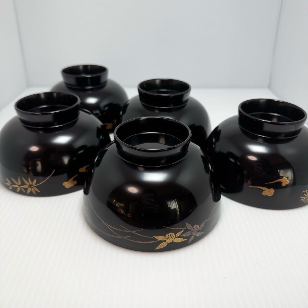 新品 輪島塗 人間国宝 大場松魚 寺井直次 蒔絵麗沢 吉祥文 10客 共箱