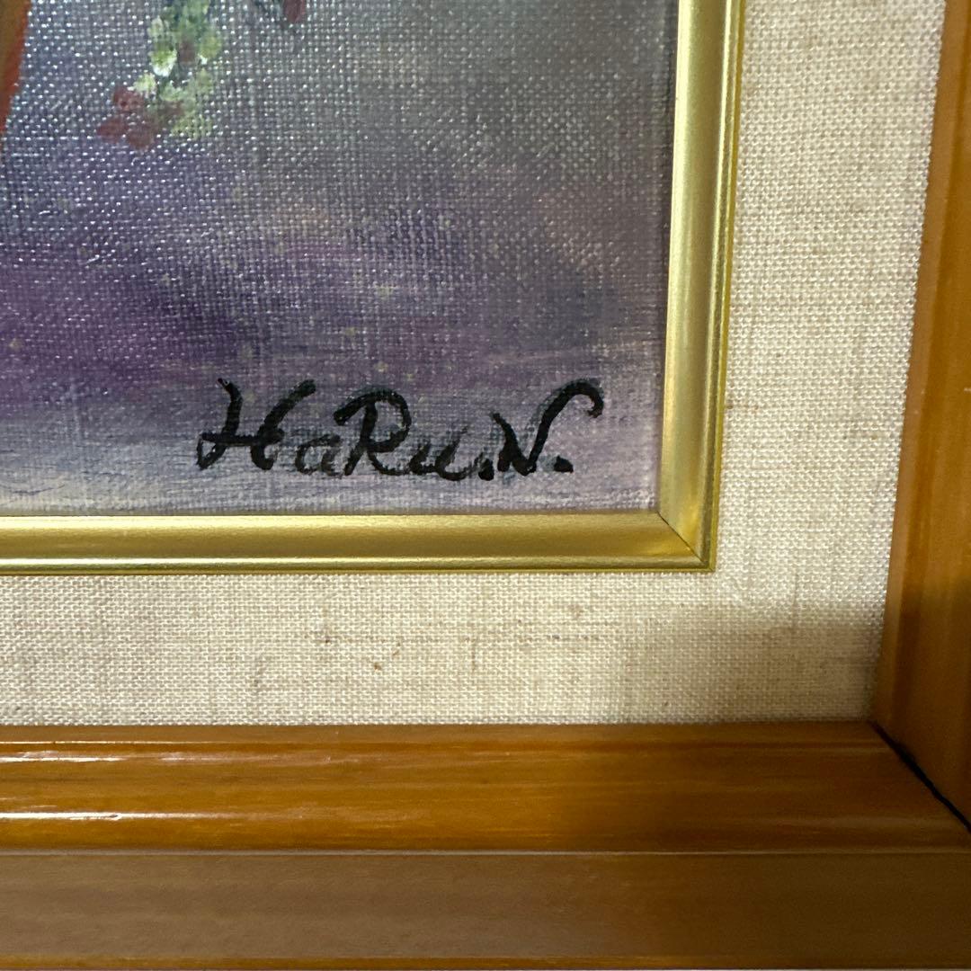 薔薇　中島敏春　油彩　静物画　肉筆　絵画　美術品　インテリア　額縁