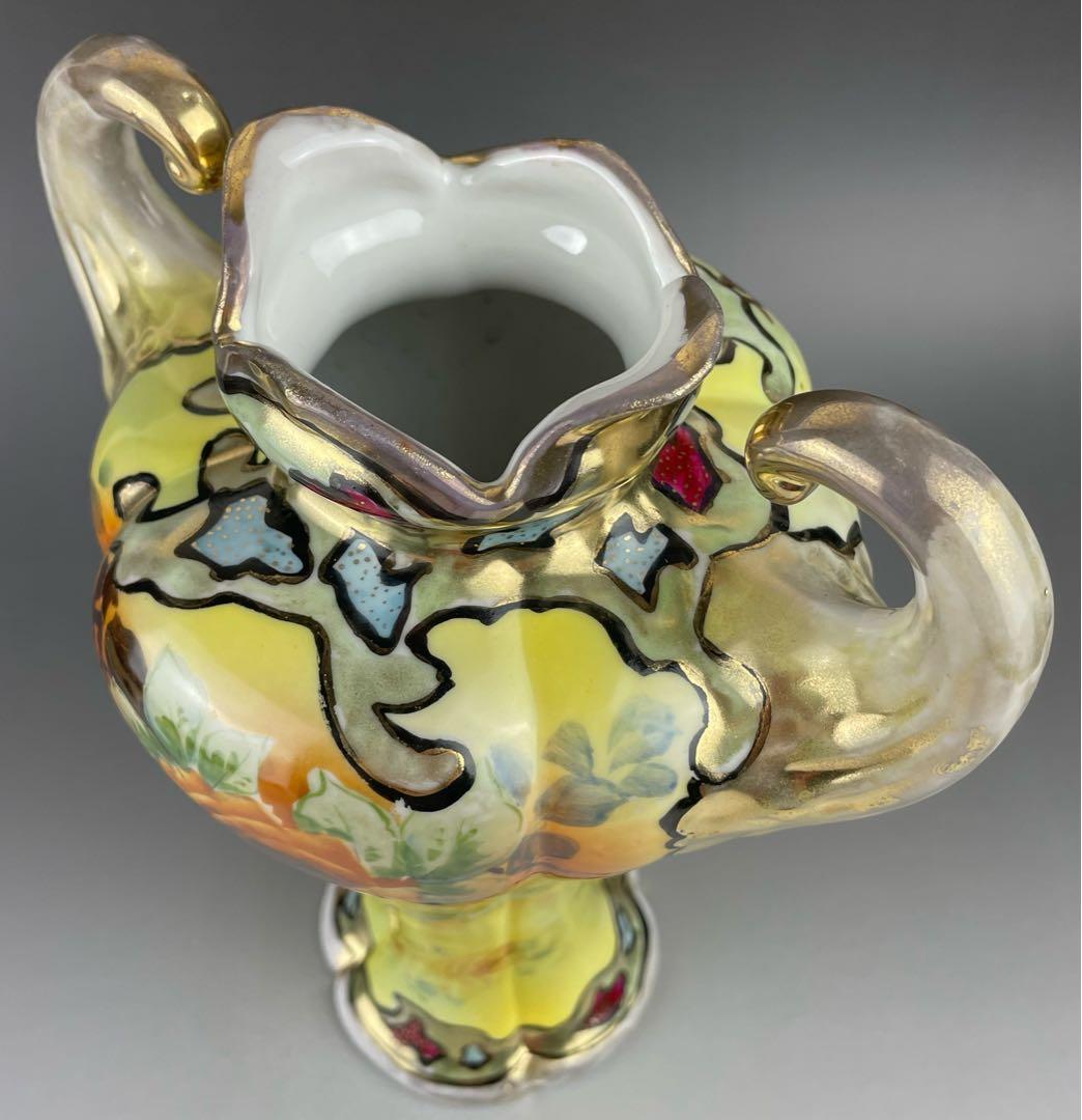 【大型】オールドノリタケ ２８．７cm 薔薇紋花瓶 金彩 金盛り マッスル