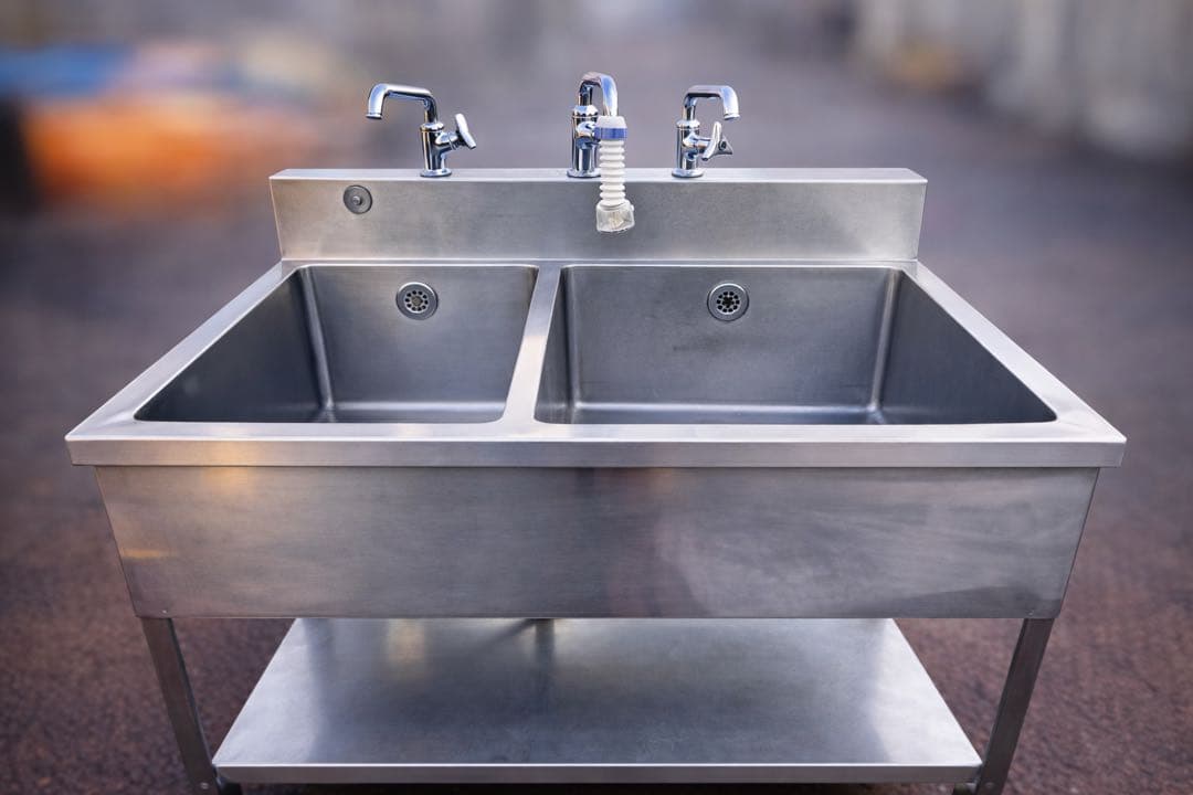 業務用 ステンレス 2槽シンク 流し台 幅100×奥行60×高さ94cm 厨房用