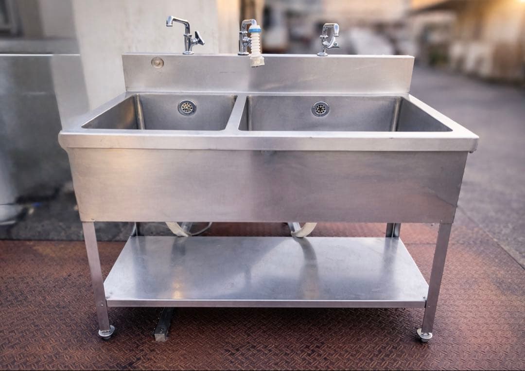 業務用 ステンレス 2槽シンク 流し台 幅100×奥行60×高さ94cm 厨房用