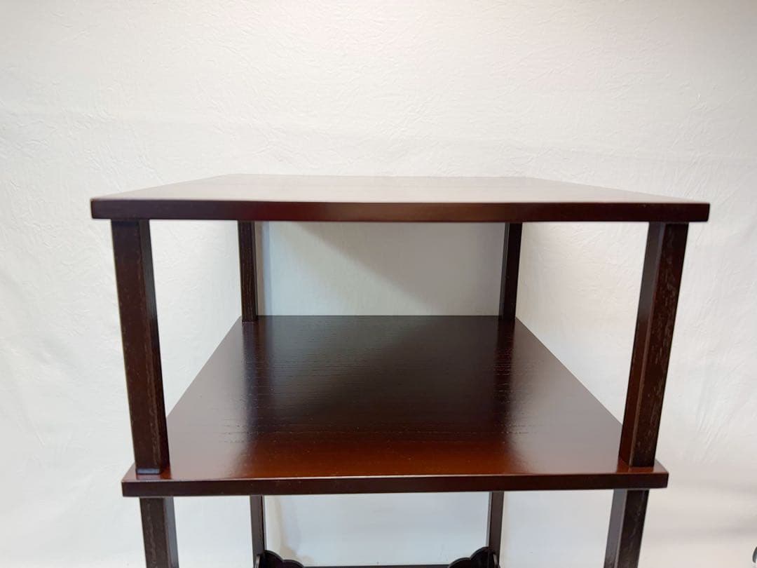 ほぼ未使用 茶道具 溜塗 二重棚 茶棚 組み立式 元箱