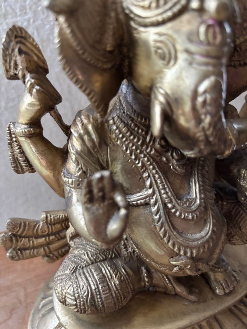 真鍮製 ガネーシャ像 約21㎝