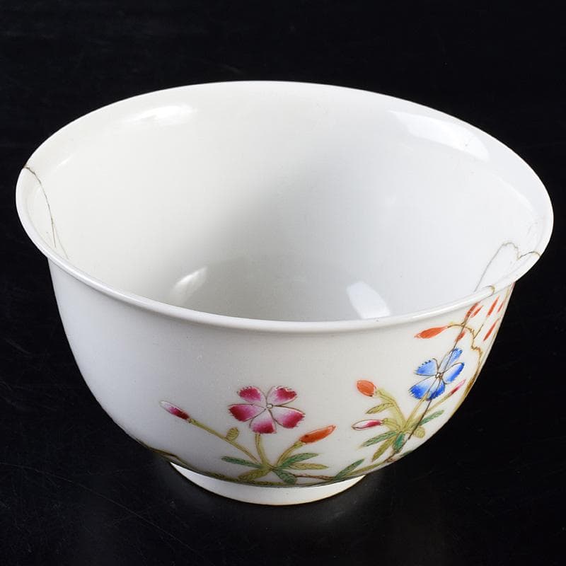 中国　大清光緒年製　粉彩花昆虫文碗　V　7805E