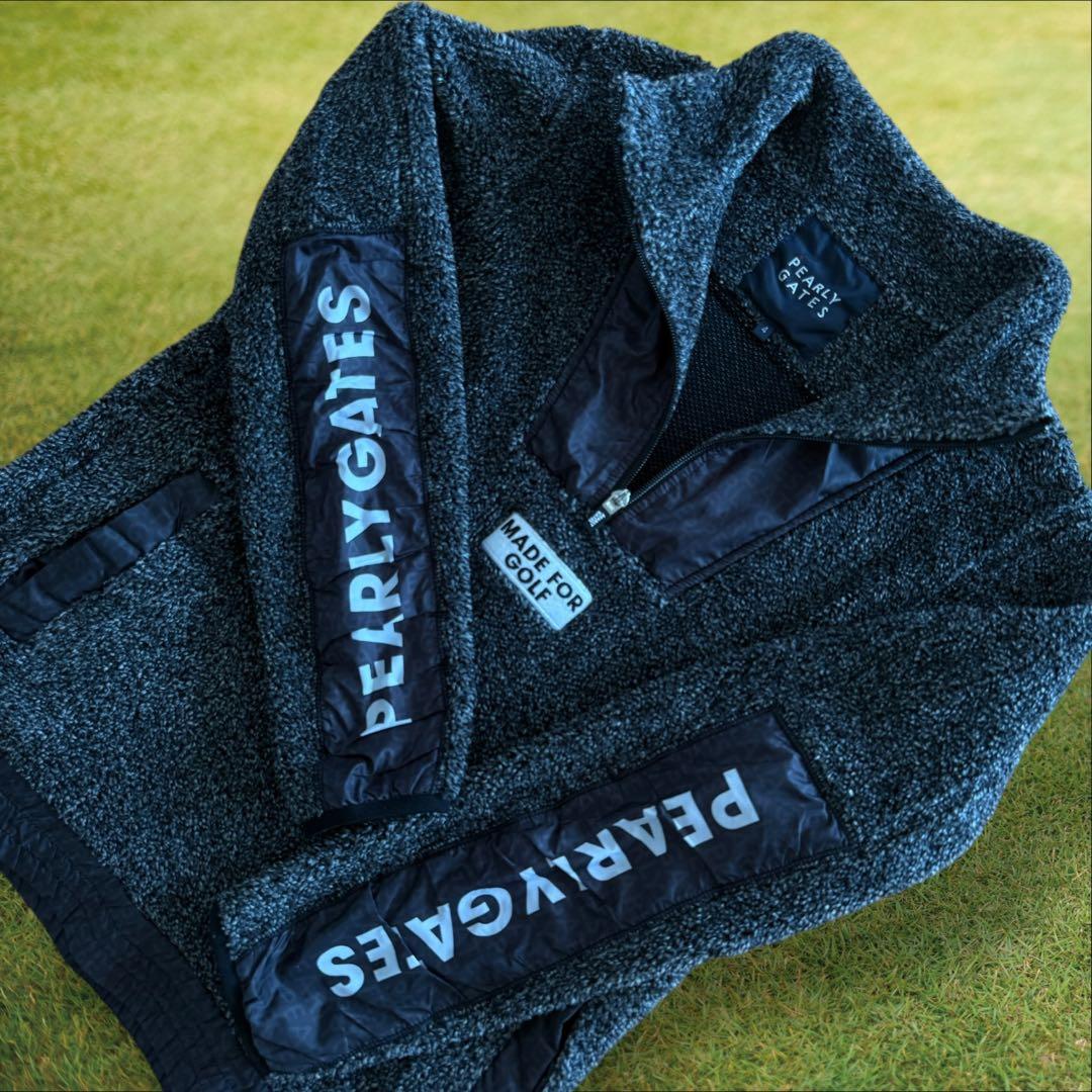美品　パーリーゲイツ　フリース　ジャケット　ハーフジップ　グレー　黒　M〜L相当