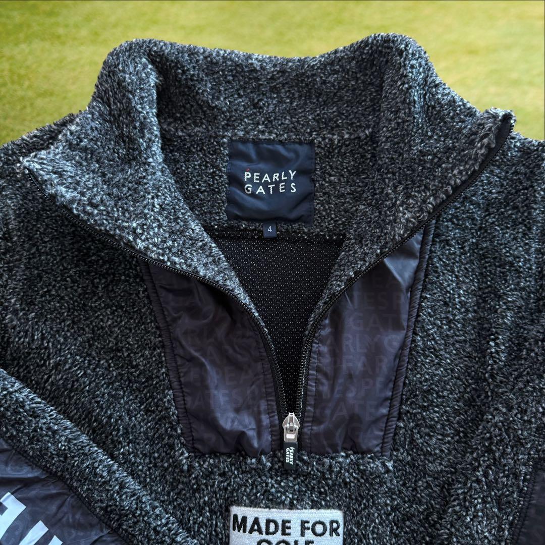 美品　パーリーゲイツ　フリース　ジャケット　ハーフジップ　グレー　黒　M〜L相当