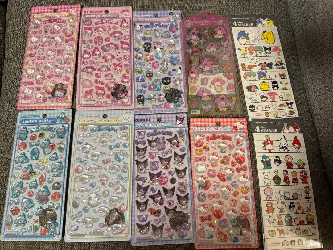 【正規品】サンリオボンボンドロップシール7点　サンリオシール3点合計10点セット
