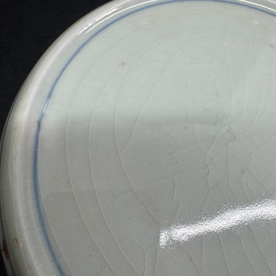 江戸時代中期　古伊万里色絵風景亀鶴図壺　沈香壷　　古美術　骨董品