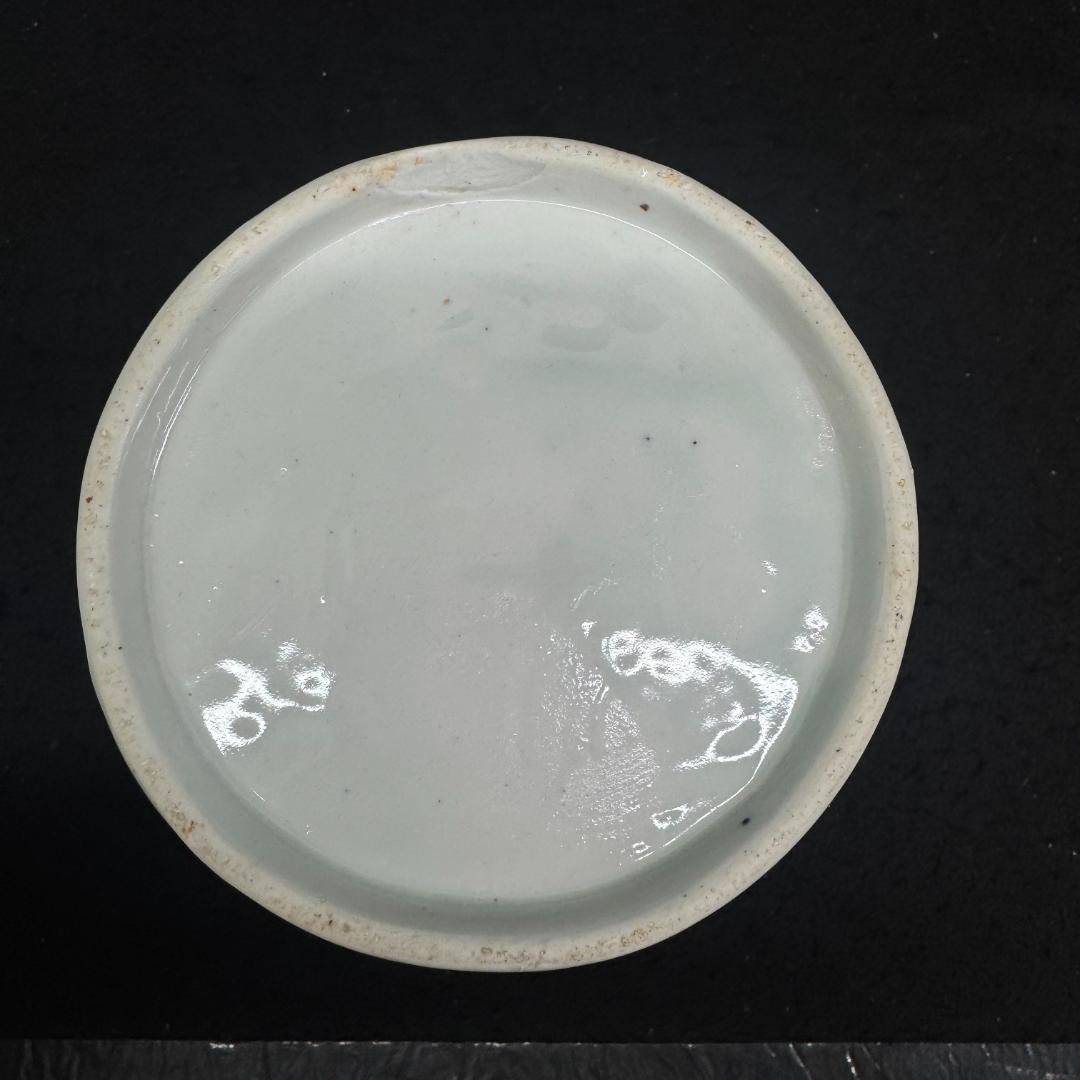 江戸時代中期　古伊万里色絵風景亀鶴図壺　沈香壷　　古美術　骨董品