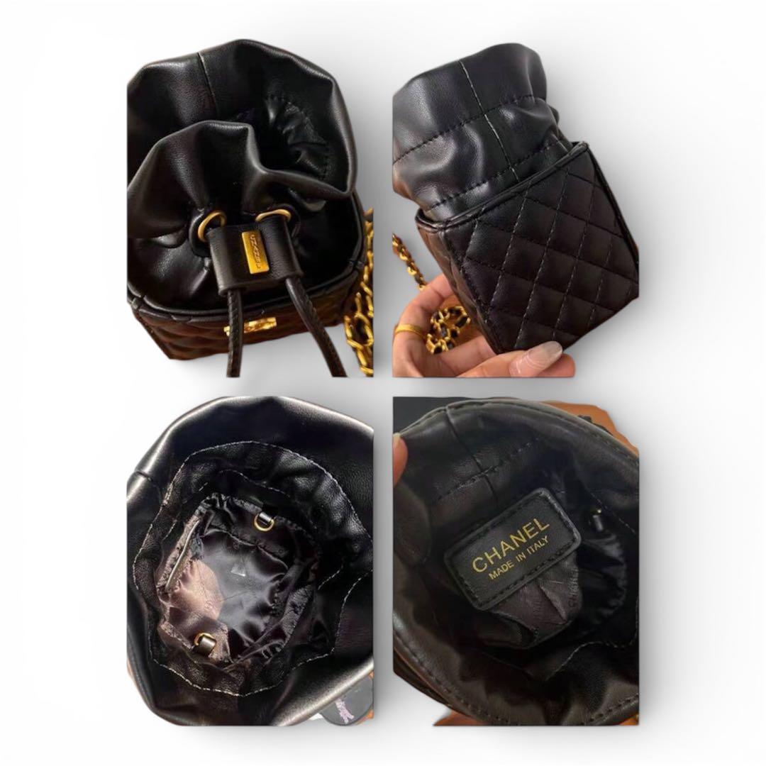 新品CHANELブラックキルティングチェーンショルダーミニバッグ ミニマトラッセ