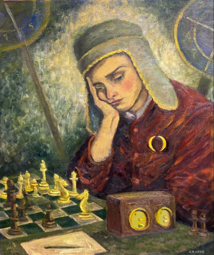 チェスプレイヤー F10 油彩画 人物画 絵画