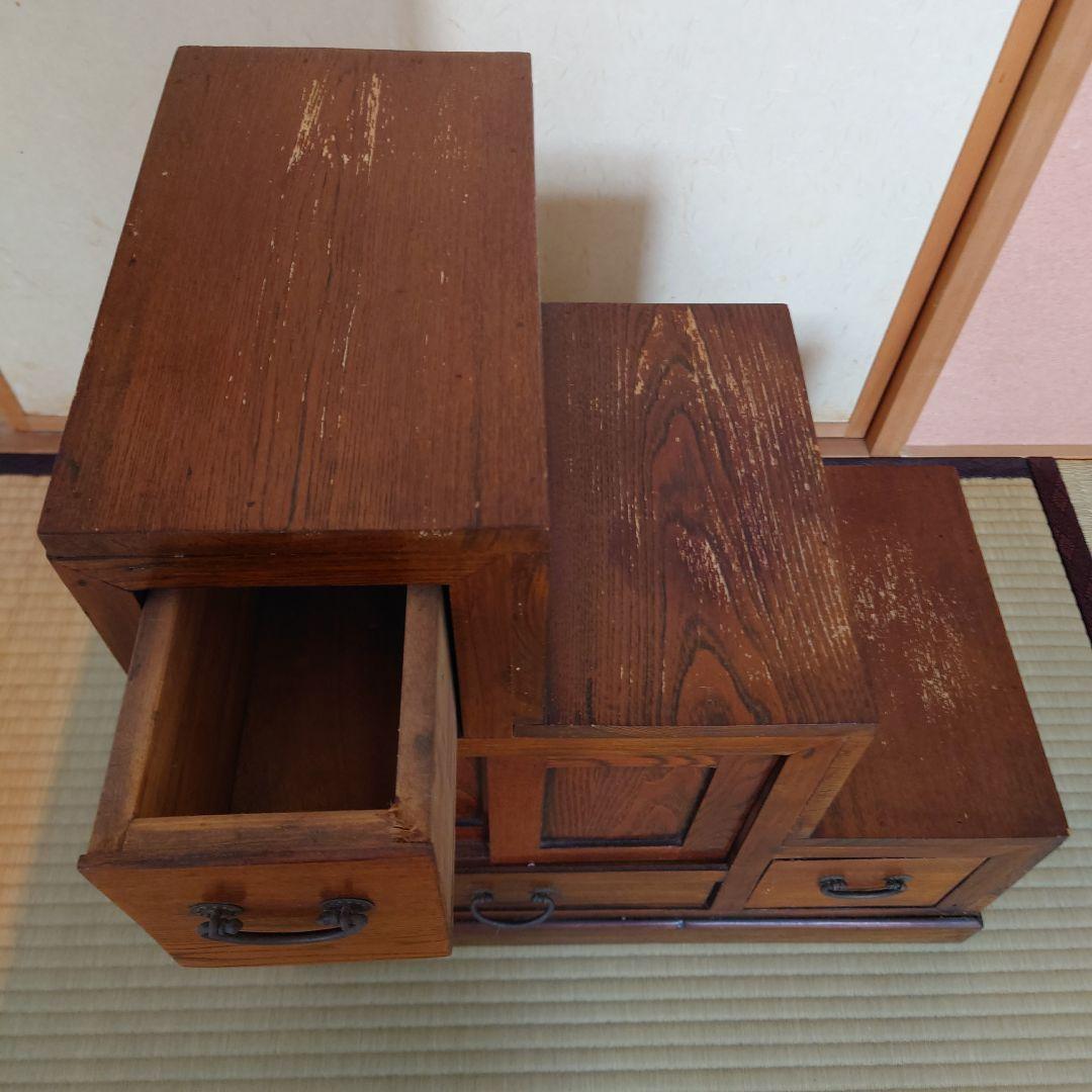 階段箪笥　タンス　アンティーク　骨董　両面誂え