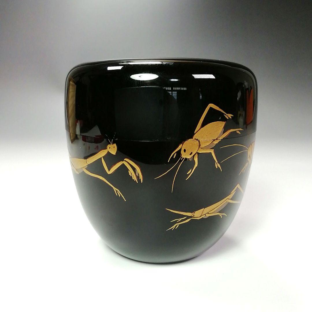 Ｓ２６０棗『虫蒔絵』『塗師小島漆壺斎作』『底部在銘』共箱茶道具