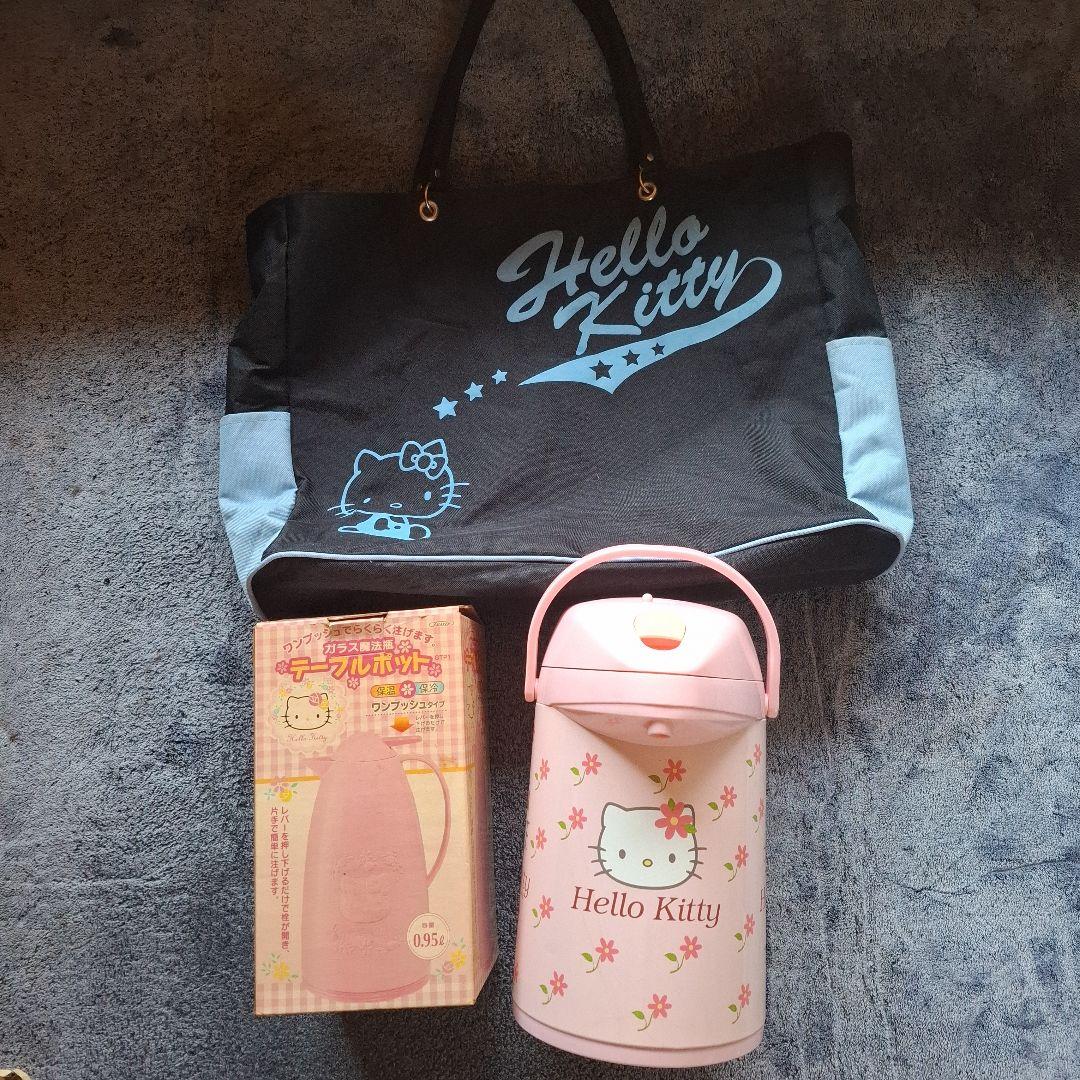 平成レトロハローキティ テーブルポット．保温ポット,バック