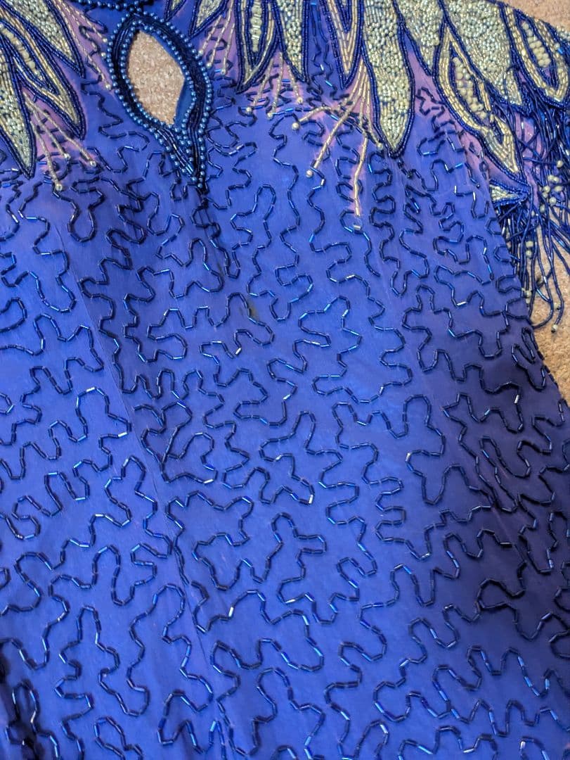 おまけワンピ付き 紫色 ビーズ装飾 社交ダンスドレス　ベリーダンス