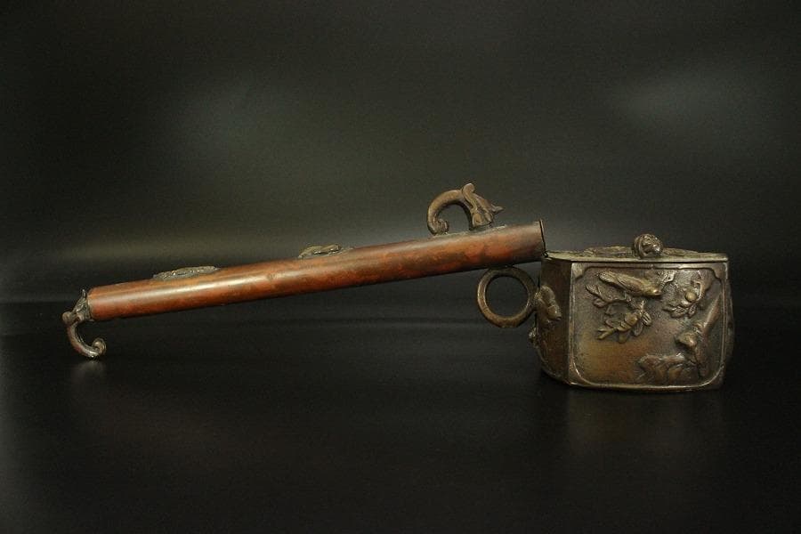 文房具 花鳥紋 矢立 銅製 600