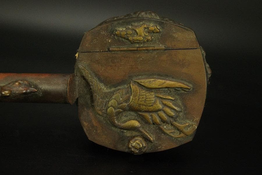 文房具 花鳥紋 矢立 銅製 600