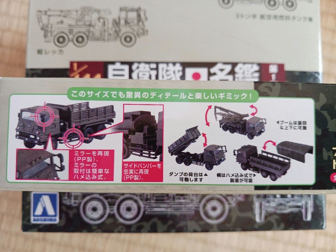 自衛隊名鑑第１弾73式大型トラック各種8台。1/144.