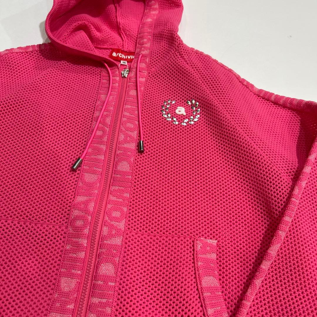 新品❤️アルチビオ❤️ピンク メッシュフードセーター