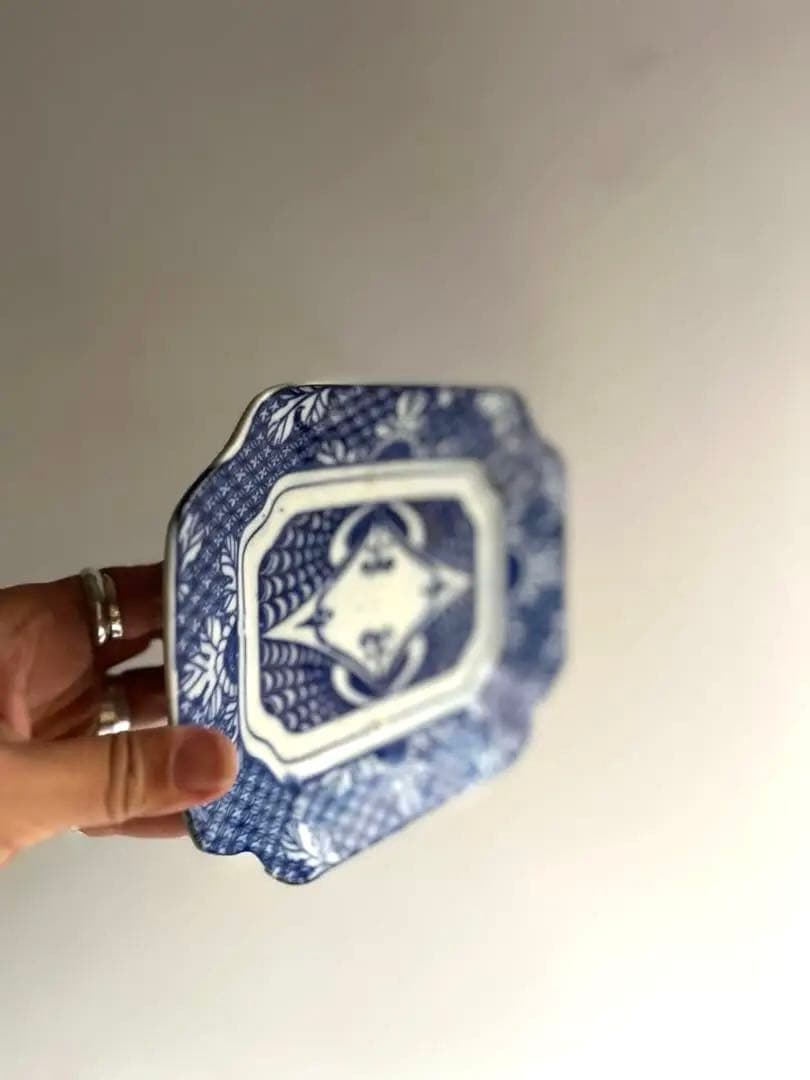 【k.様リクエスト】492 骨董 アンティーク 変形長四角皿 2点