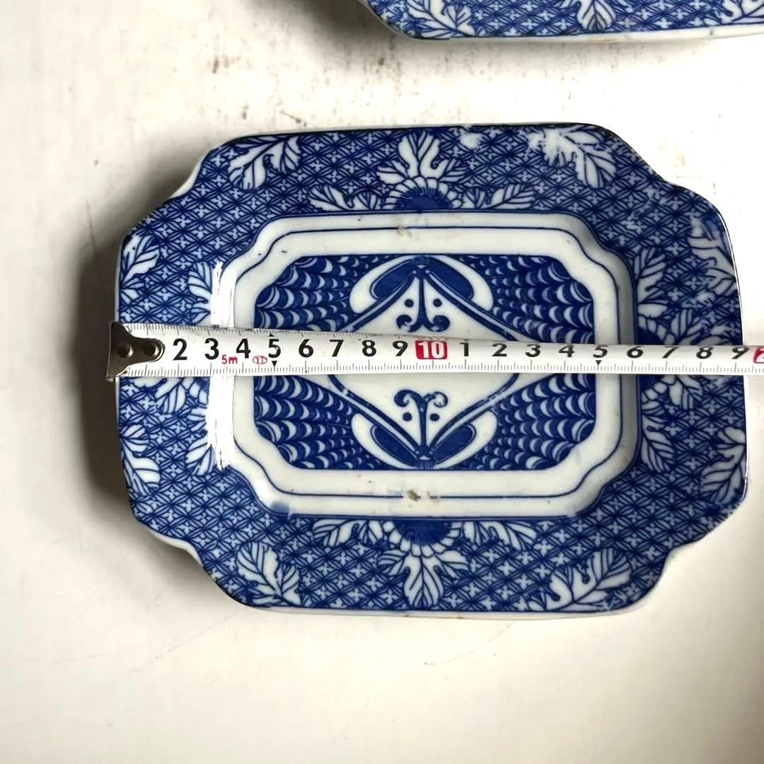 【k.様リクエスト】492 骨董 アンティーク 変形長四角皿 2点