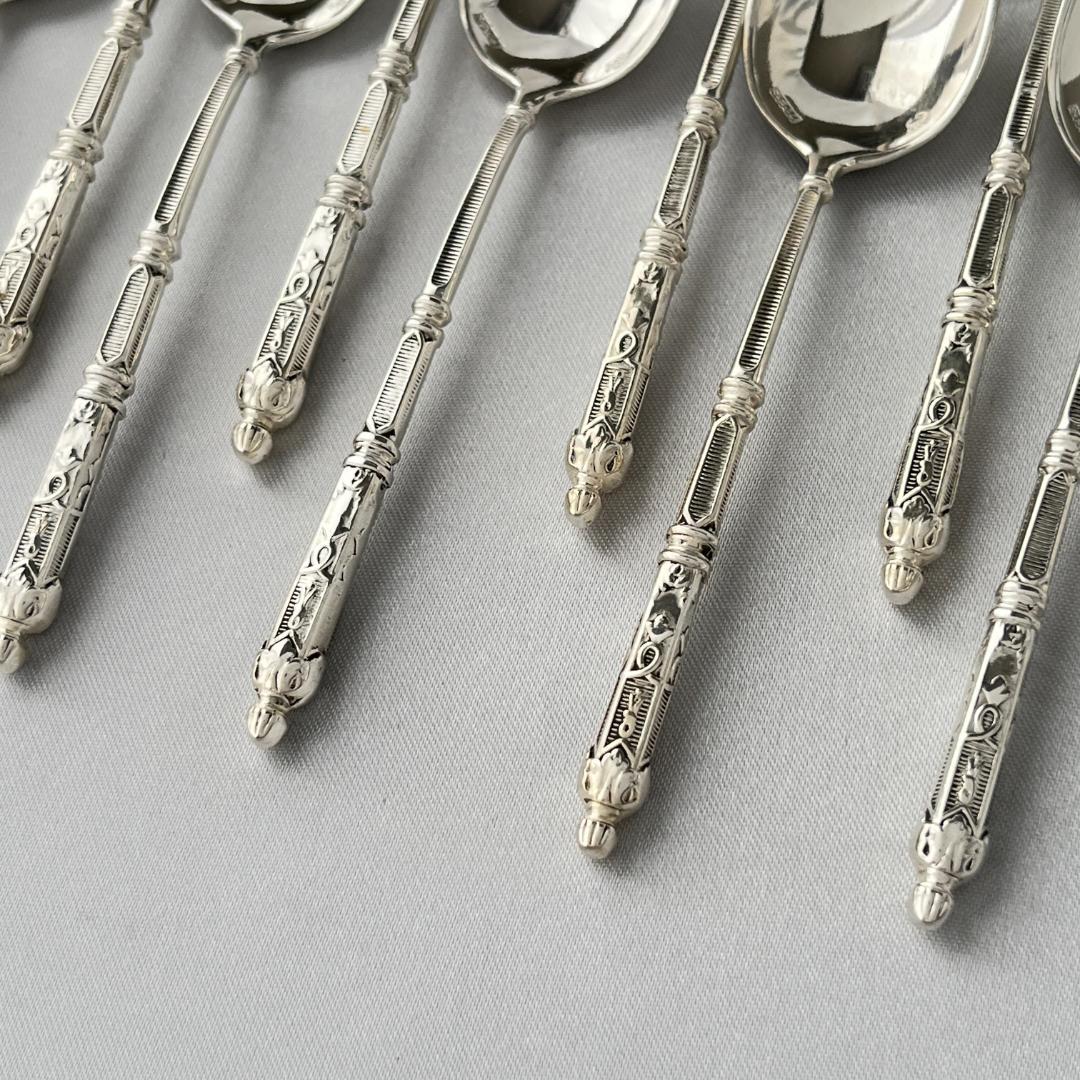 【SFAM】 ロシア様式のデミタススプーン 12本組 仏蘭西 10cm ケース