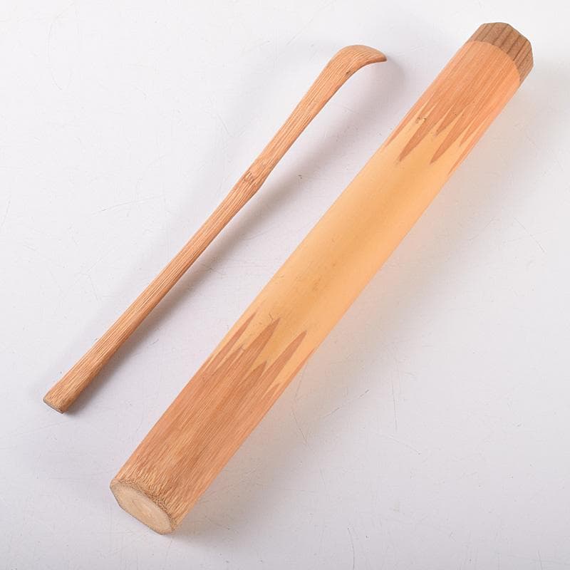 茶道具　表千家十三代即中斎　自作茶杓　銘「松竹梅」　書付共筒共箱　M　R8041