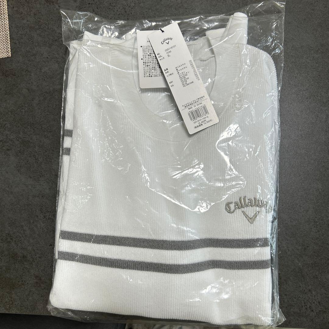 お値下げしました【新品未使用】Callaway ホワイト ストライプ ベスト