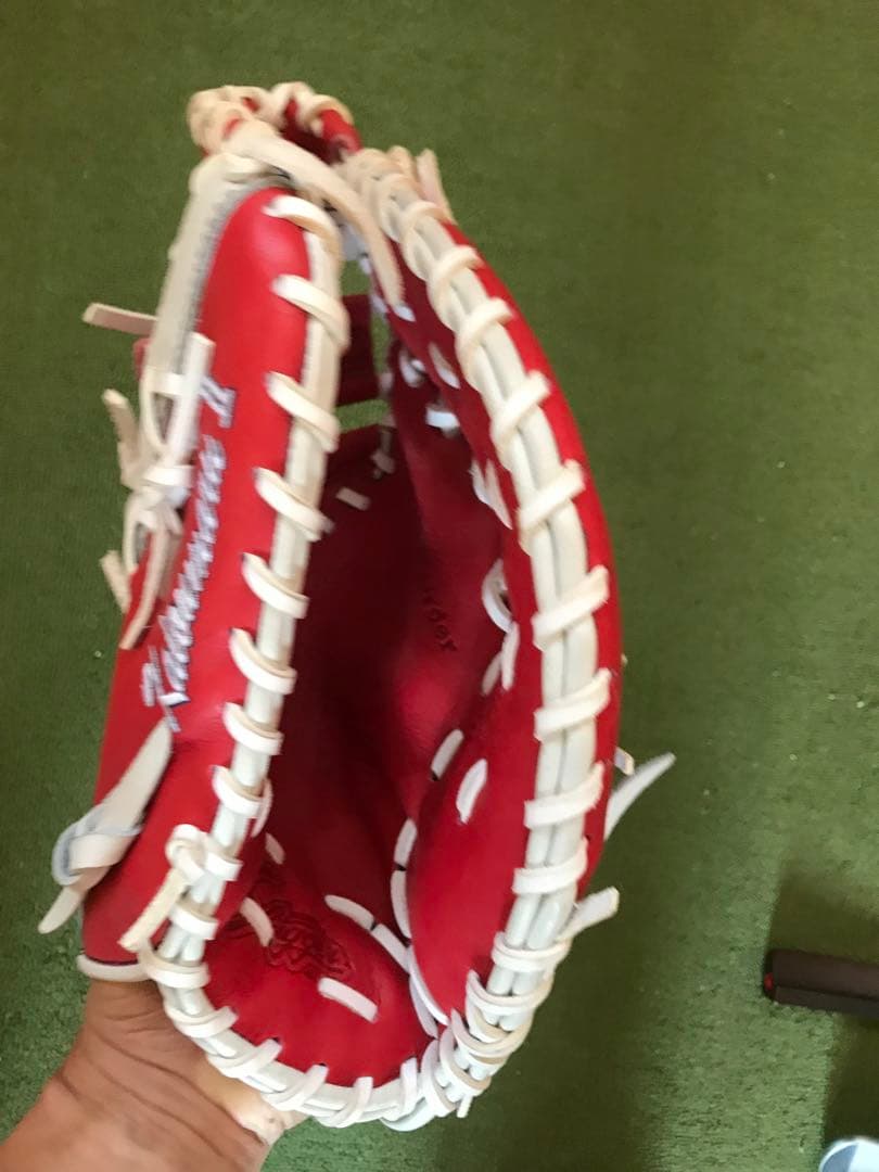 16日掲載終了！オーダーSlugger 軟式グローブ 赤/白 収納袋付き