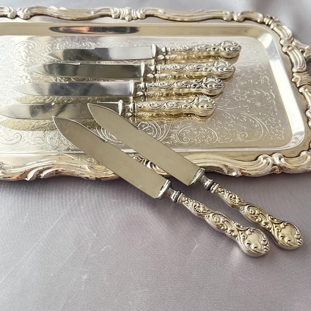 デコラティブなミニナイフ/バターナイフ 6本【シルバープレート】