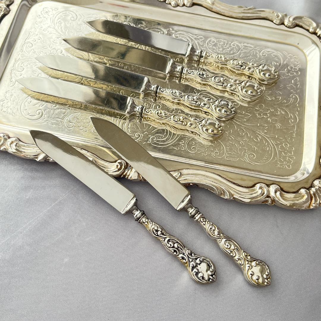デコラティブなミニナイフ/バターナイフ 6本【シルバープレート】