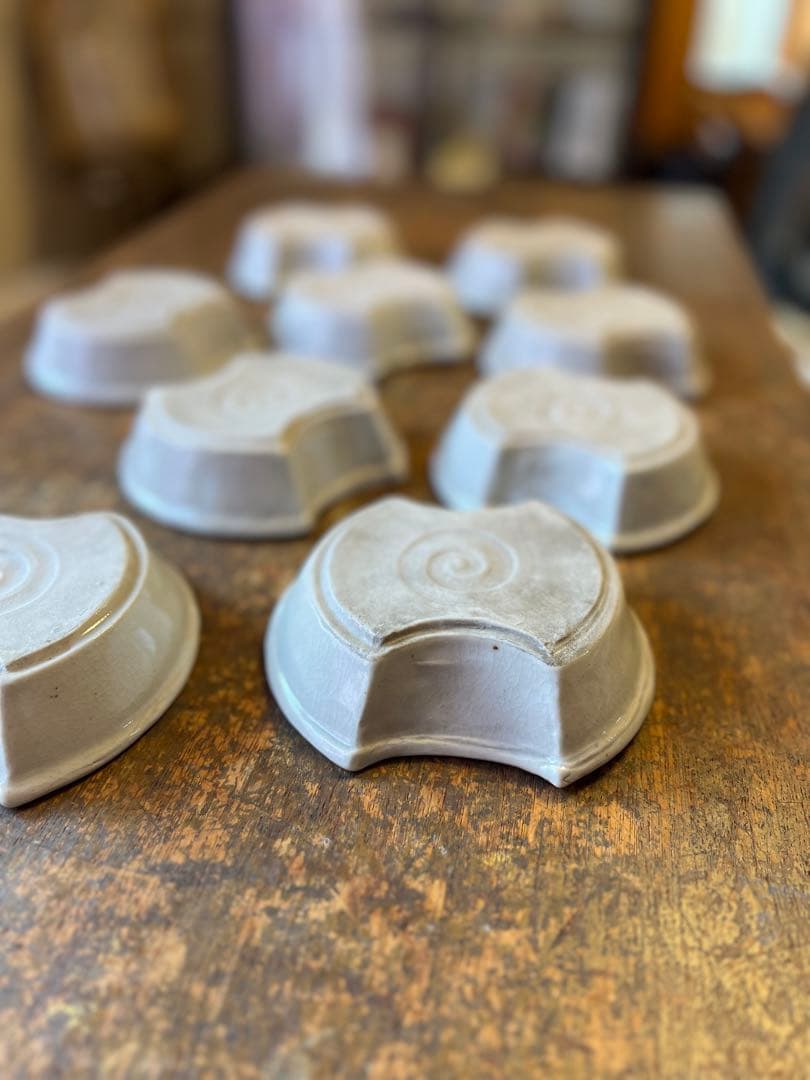 分銅型小鉢9枚セット　アンティーク　古陶磁器　白磁　レトロ　食器　古道具　古民家