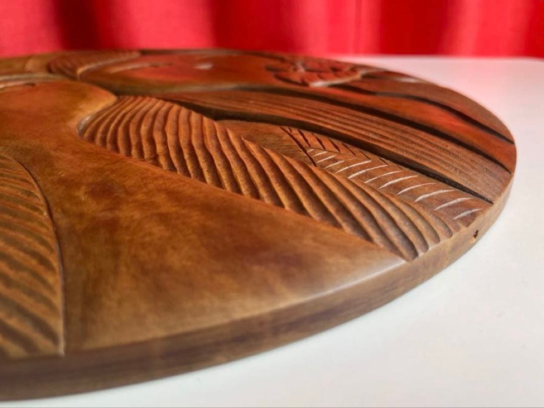 日光彫 アートパネル　迎清臣　民芸　工芸　昭和レトロ　迎刀　ジャパニーズモダン