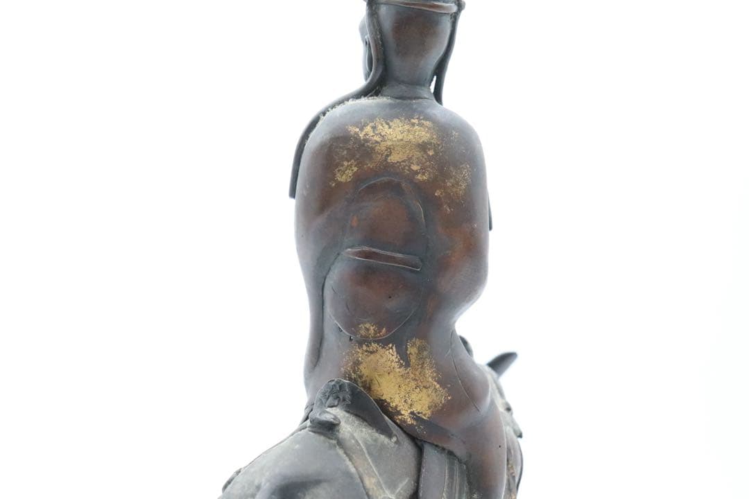 古銅　人物像　溜金　文人像　高さ約30.5cm 送料込み260121