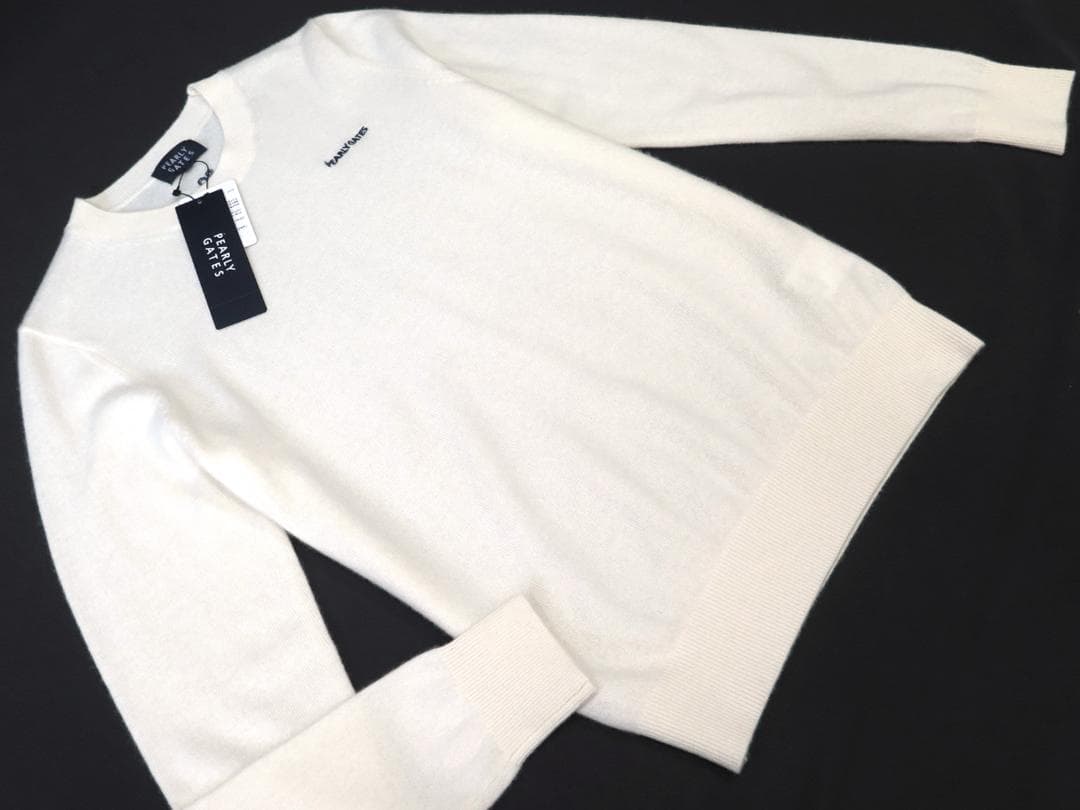 訳あり●パーリーゲイツ●フライングラビット　ピュアカシミヤクルーネックセータ　L