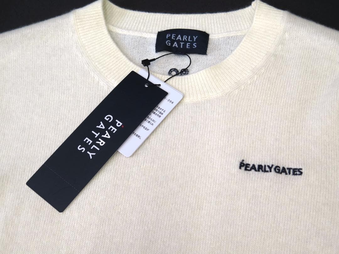 訳あり●パーリーゲイツ●フライングラビット　ピュアカシミヤクルーネックセータ　L