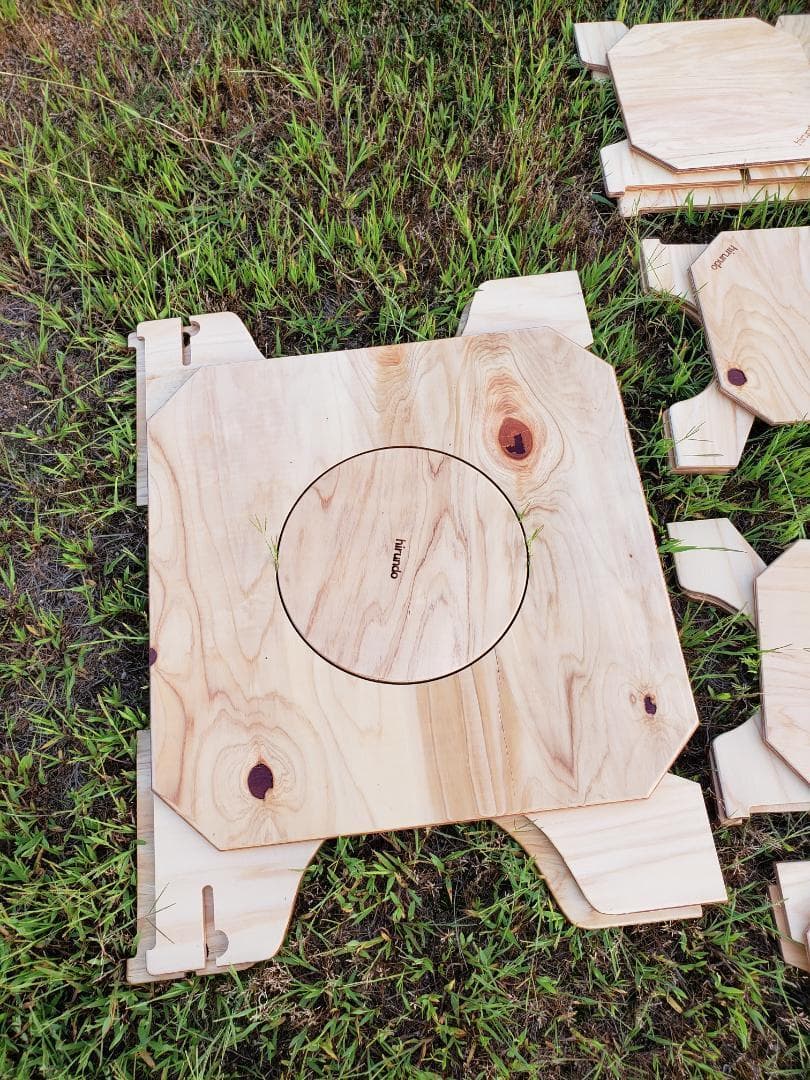 (B品・傷あり)組立式 七輪テーブル&チェア2脚セット　BBQ　七輪